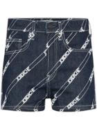 Jordache High Rise Logo-print Denim Shorts - Blue