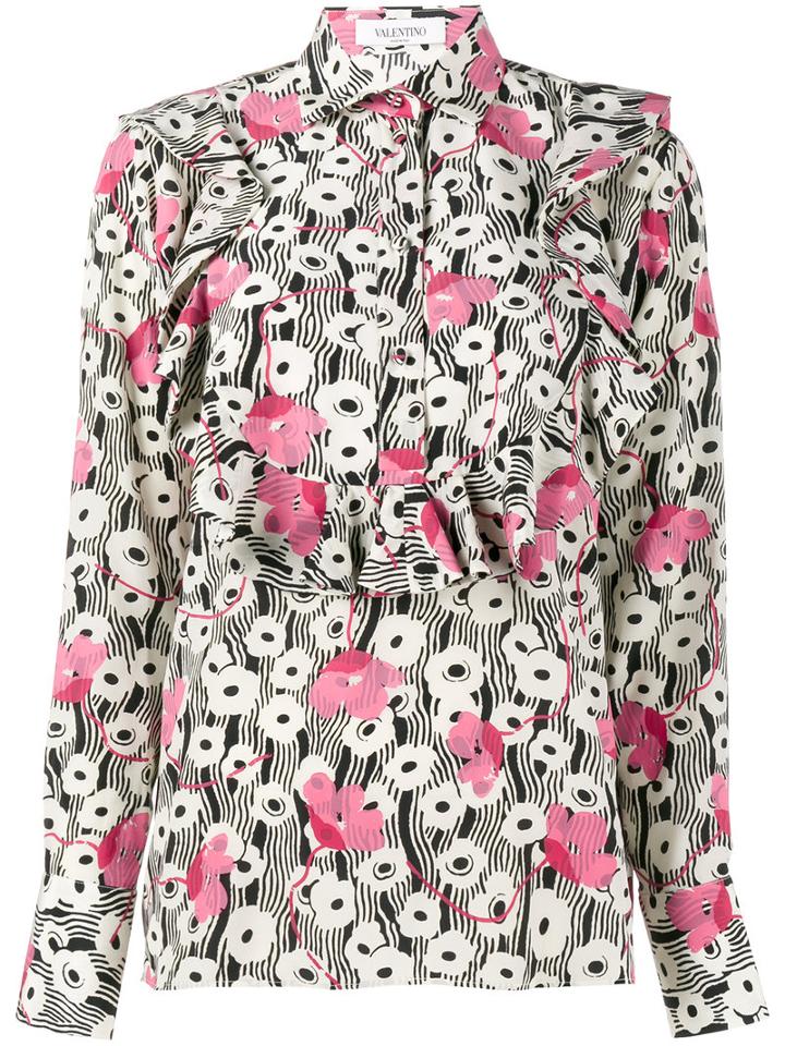 Valentino - Circle Flowers Print Blouse - Women - Silk - 42, Silk