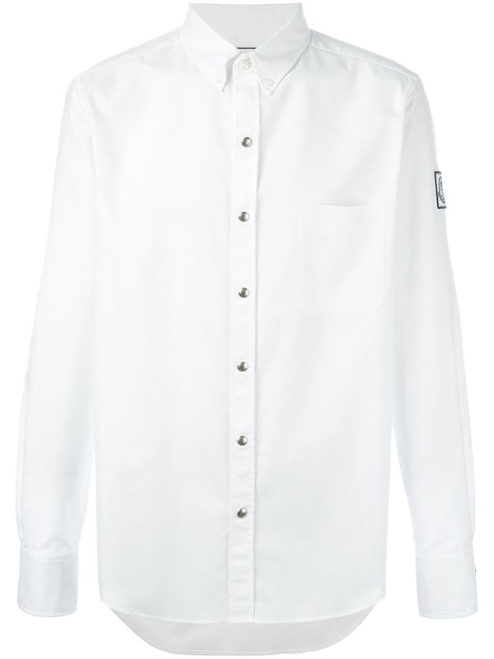 Moncler Gamme Bleu Logo Patch Shirt, Men's, Size: 2, White, Cotton