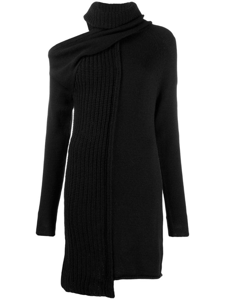 Patrizia Pepe Knitted Cold-shoulder Dress - Black