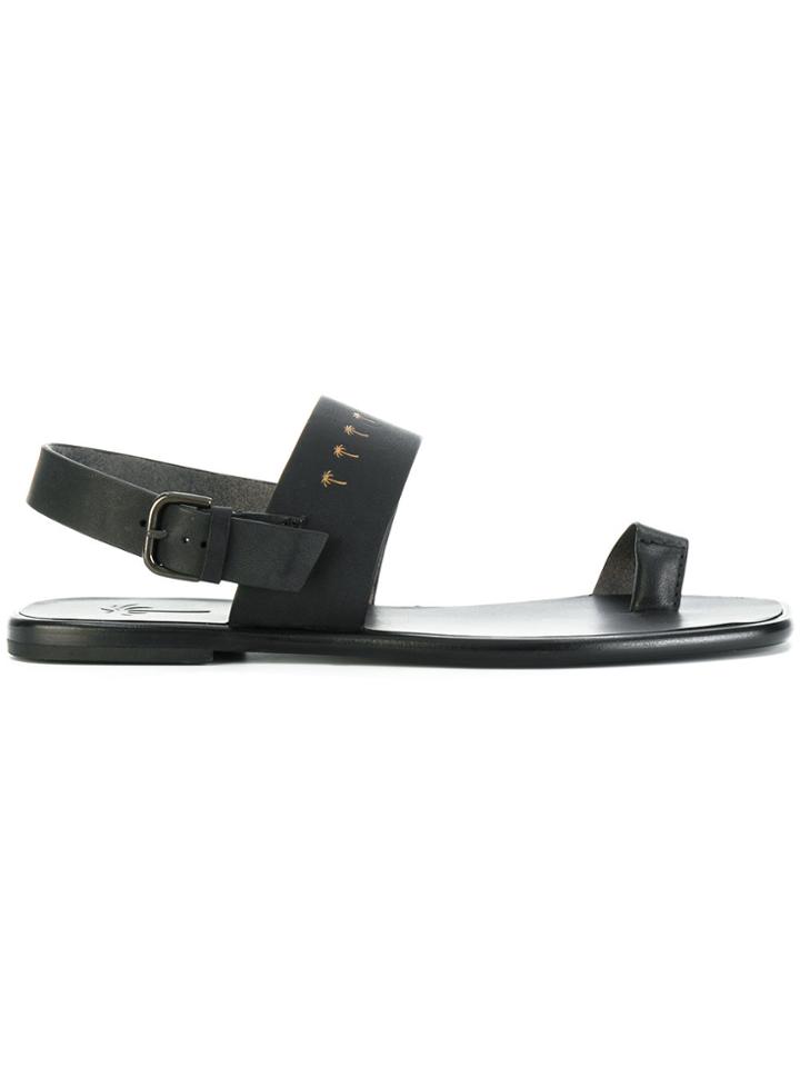 Tomas Maier Palm Tree Embossed Sandals - Black