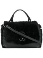 Zanellato Fur Flap Crossbody Bag - Black