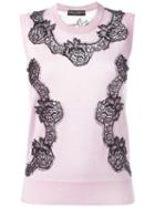 Dolce & Gabbana Lace Detail Tank Top, Women's, Size: 42, Pink/purple, Cashmere/silk/cotton/polyamide