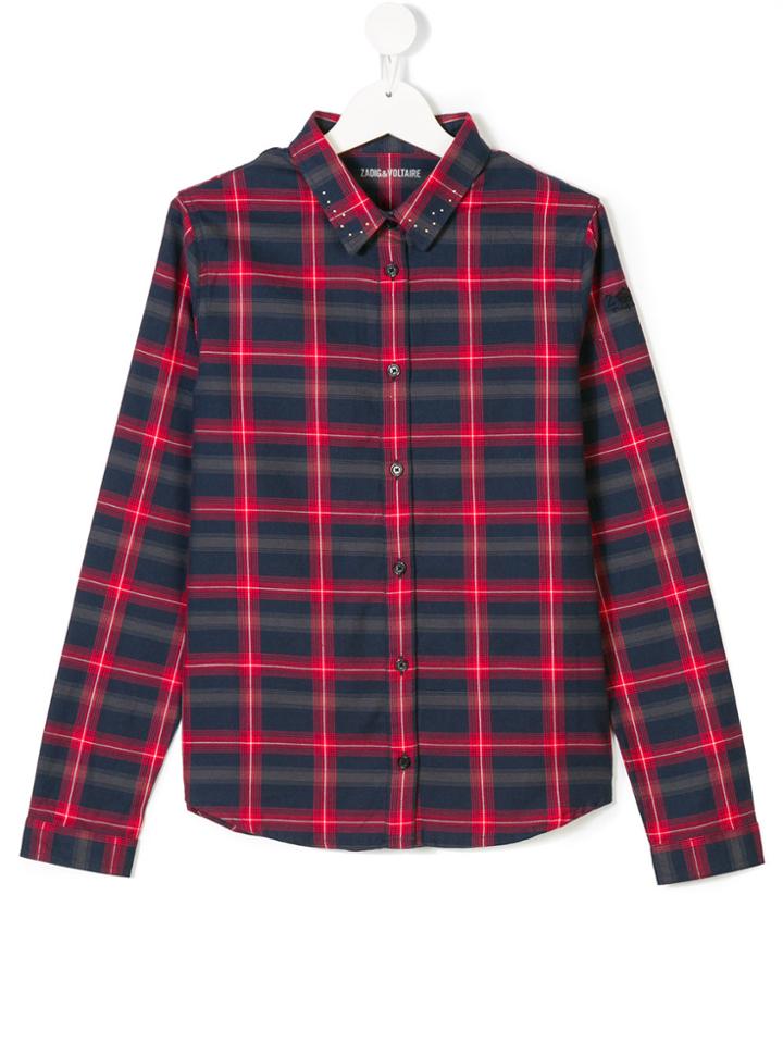 Zadig & Voltaire Kids Teen Studded Collar Shirt - Blue