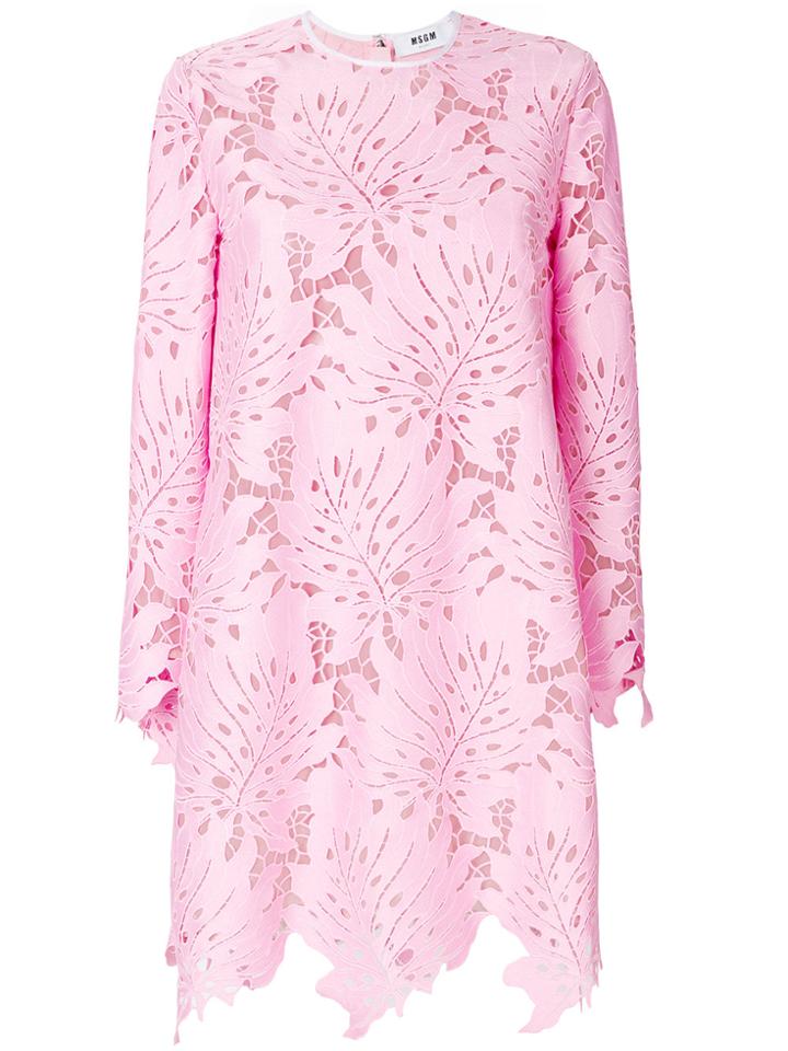 Msgm Openwork Lace Dress - Pink & Purple