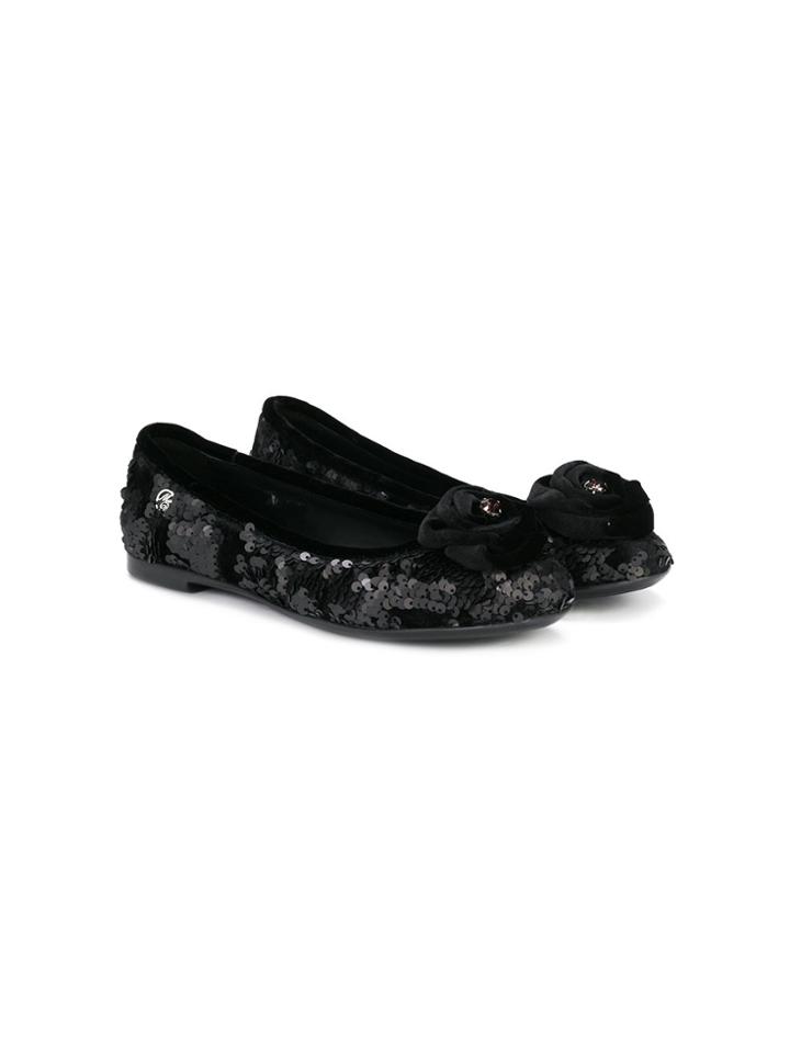 Miss Blumarine Teen Sequinned Ballerinas - Black