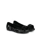 Miss Blumarine Teen Sequinned Ballerinas - Black