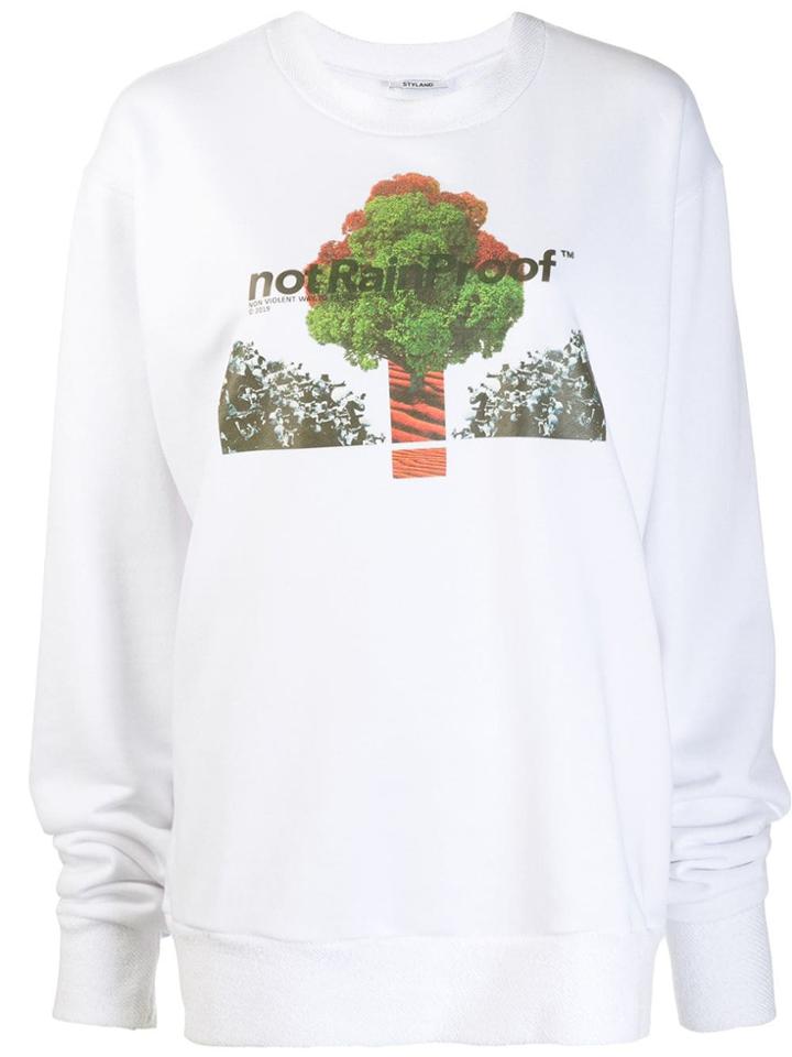 Styland Not Rainproof Print Sweatshirt - White