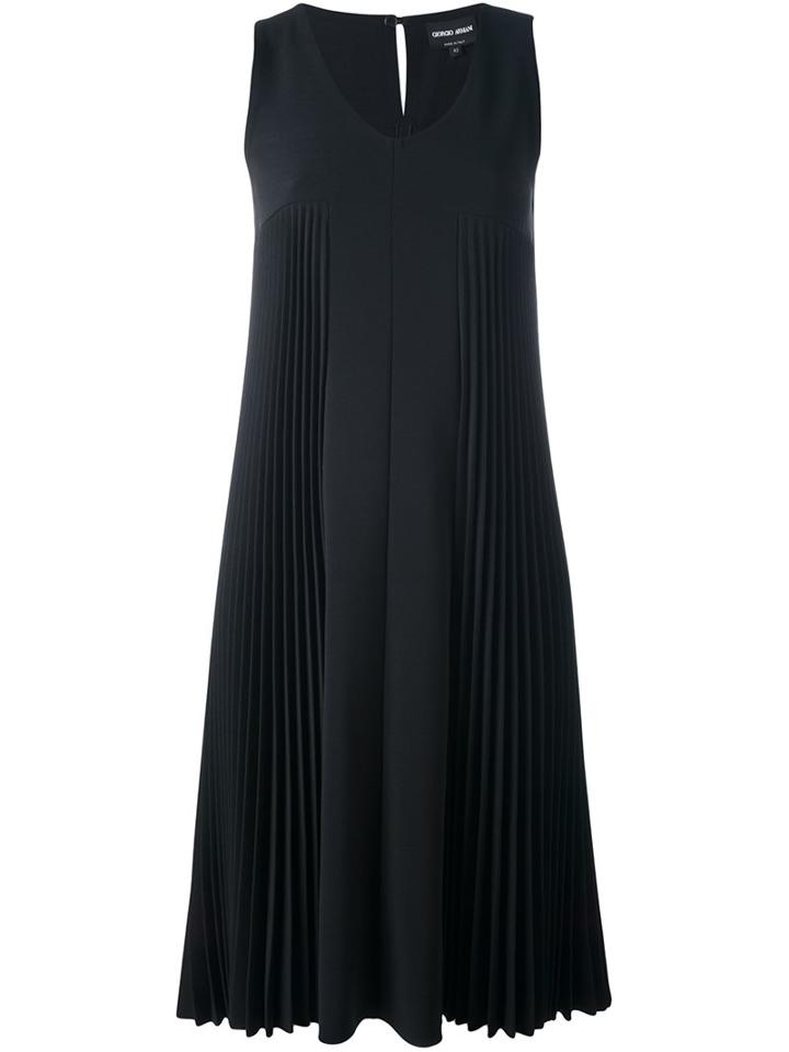 Giorgio Armani Pleated Dress, Women's, Size: 46, Black, Polyester/viscose/spandex/elastane