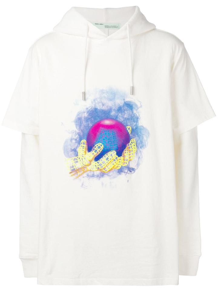 Off-white Globe Print Hoodie - Neutrals