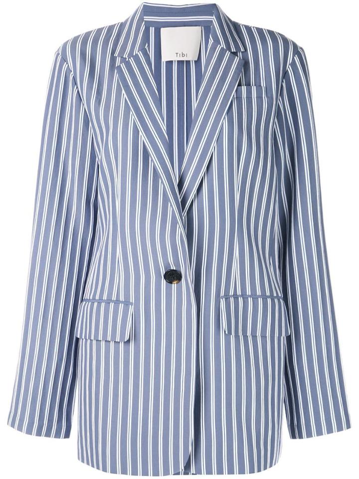 Tibi Viscose Twill Oversized Blazer - Blue