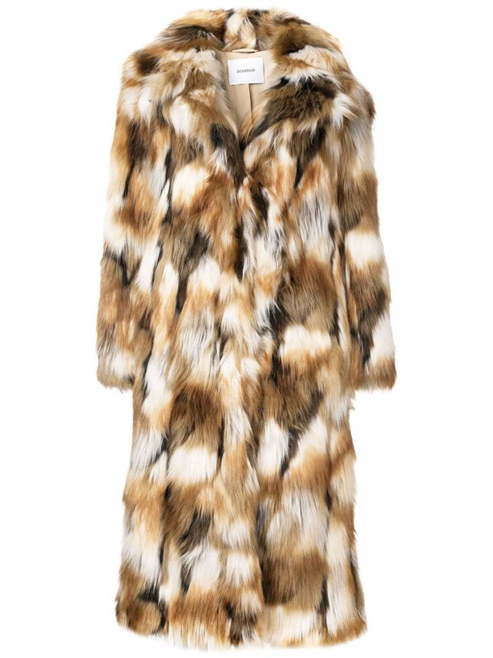 Dondup Fau-fur Midi Coat - Brown