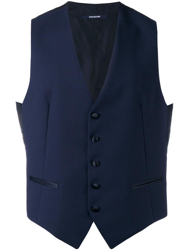 Tagliatore - Classic Waistcoat - Men - Cupro/virgin Wool - 48, Blue, Cupro/virgin Wool