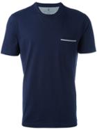 Brunello Cucinelli Striped Pocket T-shirt, Men's, Size: Xxl, Blue, Cotton/polyester