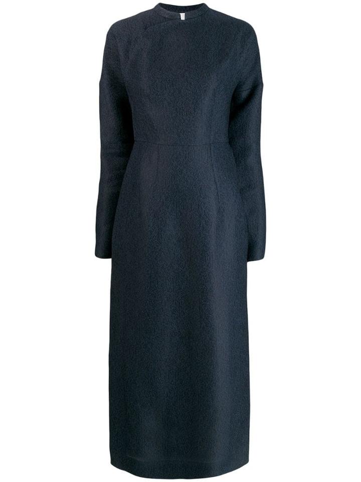 Jil Sander Mandarin Collar Long Dress - Blue