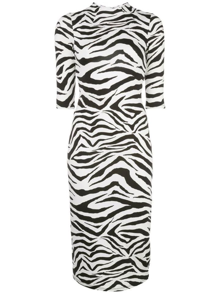 Alice+olivia Delora Zebra Print Dress - White