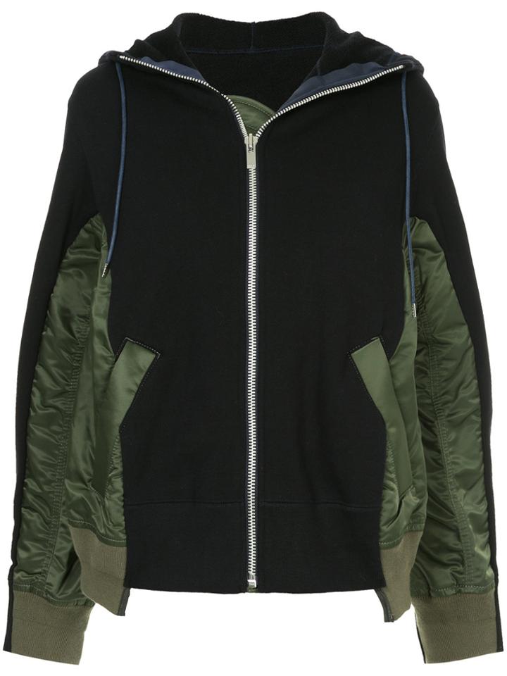Sacai Panelled Hooded Jacket - Blue