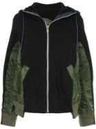 Sacai Panelled Hooded Jacket - Blue