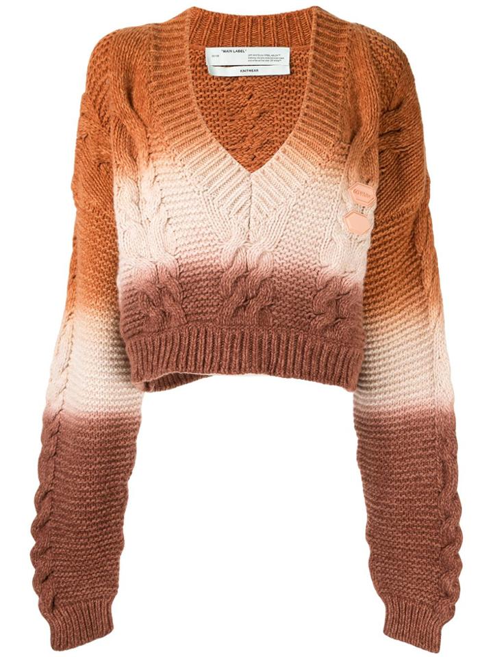 Off-white Cable Knit Cropped Jumper - Red