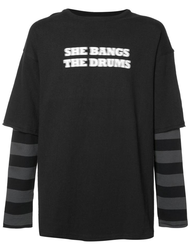 Midnight Studios Long Sleeve Layered T-shirt, Men's, Size: 4, Black, Cotton
