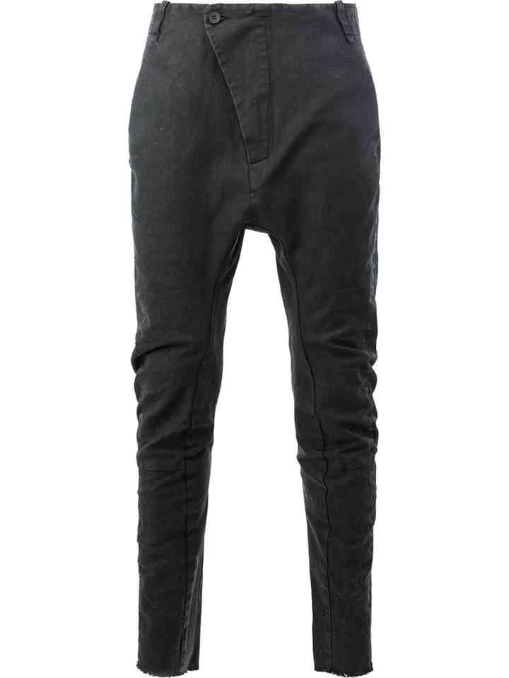 Masnada Drop-crotch Skinny Trousers, Men's, Size: 46, Black, Cotton/linen/flax/resin