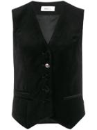 Racil Velvet Single Breasted Waistcoat - Black