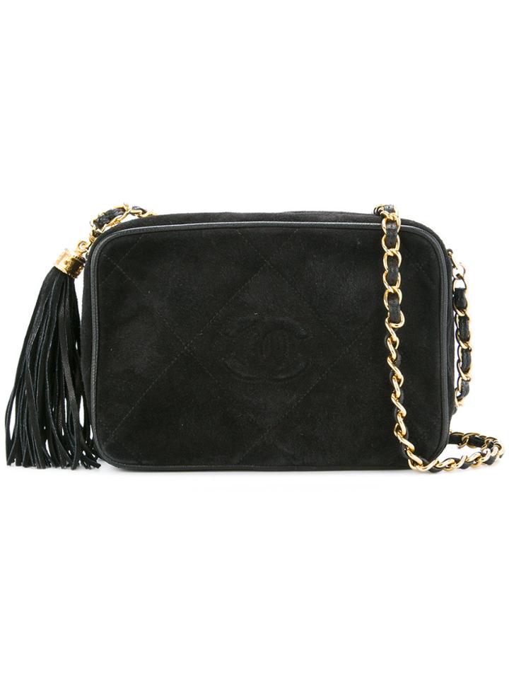 Chanel Vintage Cc Stitch Chain Bag - Black