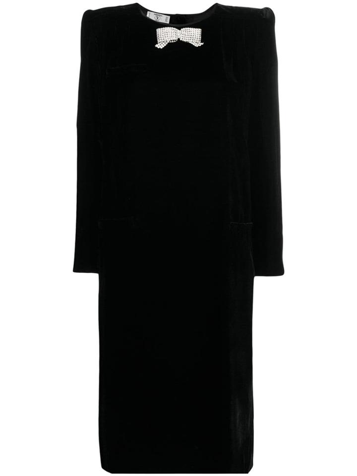 Valentino Vintage 1980's Strass Bow Dress - Black
