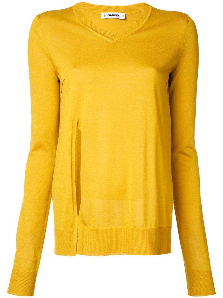 Jil Sander Side Slit Jumper, Women's, Size: 34, Yellow/orange, Cotton/silk