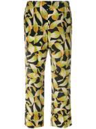 No21 Leaf Print Cropped Trousers - Multicolour
