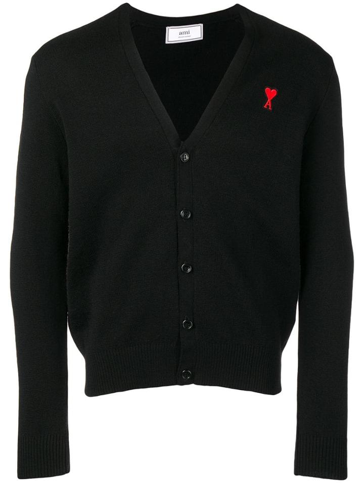 Ami Alexandre Mattiussi Cardigan Ami De Coeur Patch - Black