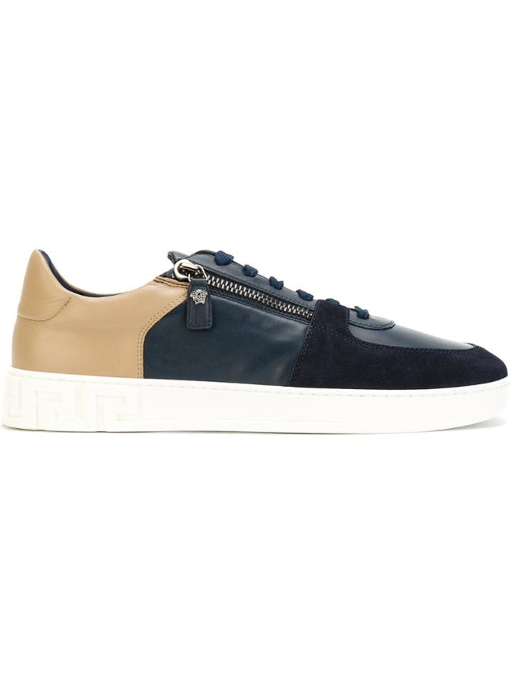 Versace Contrast Zip Sneakers - Blue
