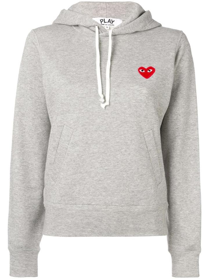 Comme Des Garçons Play Logo Embroidered Hoodie - Grey