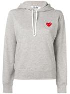Comme Des Garçons Play Logo Embroidered Hoodie - Grey