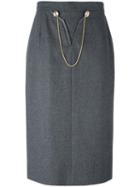 Louis Feraud Vintage Chain Detail Skirt, Women's, Size: 46, Grey