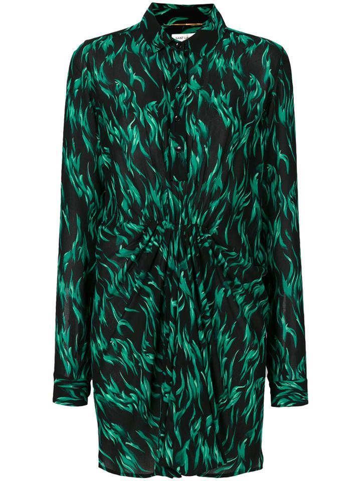 Saint Laurent Printed Shirt Dress - Black