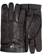 Prada Stitch Detail Gloves - Black