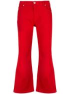 Federica Tosi Cropped Side Slit Jeans - Red