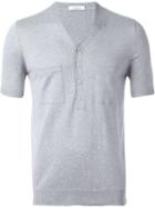 Paolo Pecora Buttonned Collar T-shirt, Men's, Size: Xl, Grey, Silk/cotton