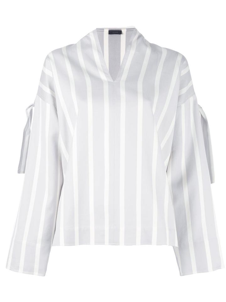 Joseph Wide Striped Blouse, Women's, Size: 36, Grey, Cotton/silk