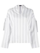Joseph Wide Striped Blouse, Women's, Size: 36, Grey, Cotton/silk