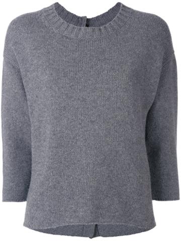 Edamame London - Button Back Jumper - Women - Cashmere/merino - 1, Grey, Cashmere/merino