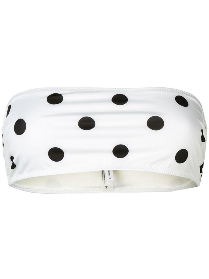 Solid & Striped Polka Dot Bandeau Bikini Top - White