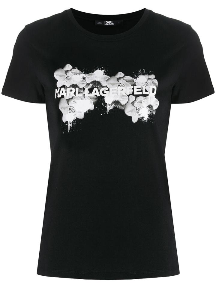 Karl Lagerfeld Orchid Logo T-shirt - Black