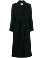 Forte Forte Belted Double Breasted Coat - Black