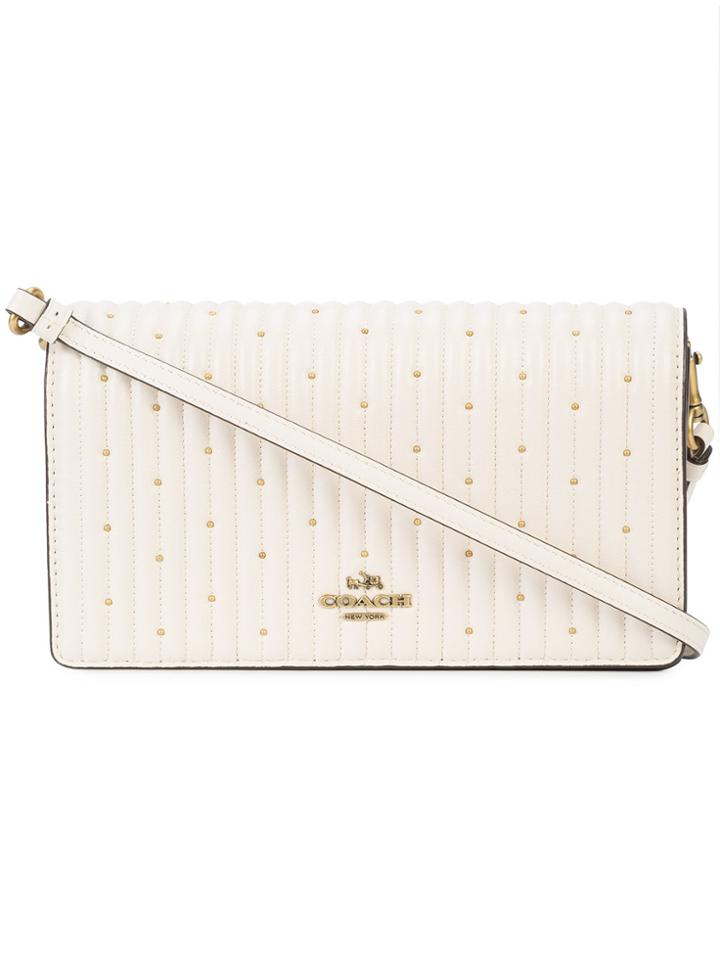 Coach Quilting And Rivets Foldover Crossbody - White