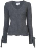 Derek Lam 10 Crosby V-neck Sweater With Sleeve Tie Detail - Grey