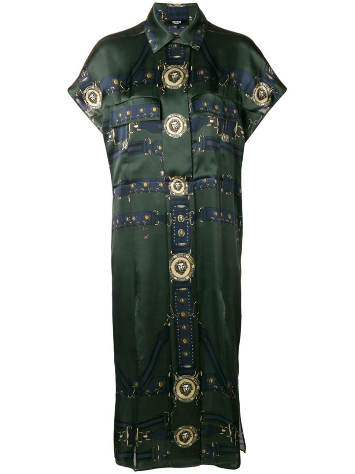 Versus Side Slits Prited Dress - Green