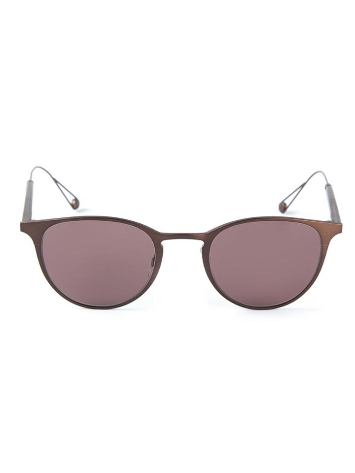 Garrett Leight Oval Frame Sunglasses - Brown