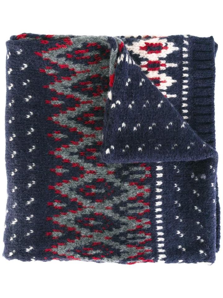 Woolrich Knitted Scarf, Men's, Blue, Wool/polyamide